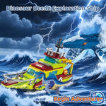 3 In 1 Ocean Explorer Dinosaur Building Set Compatible With Dinosaur Park World, City Boat Ship & Mosasaurus Spinosaurus Dino Toys With Poseable Joints, Toys For Kids Boys Age 6-12