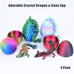 3D Printed Dragon Egg 4 Pack, 3D Printed Animals Fidget Toys Kid, Small 3D Printer Dinosaur Dino Eggs Toy Easter Gifts For Kids Boy Girls