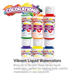 Liquid Watercolor Paint Set, 6 Colors, 2 oz Each for Crafts & Party Favors