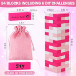 Pink Tower Game For Adults - 54Pcs Wood Block Set With 6Pcs Diy For Romantic Date Night Ideas And Couples Challenges - Perfect Valentine'S Day Gift For Her