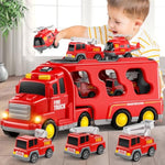 5 In 1 Fire Truck Cars For Toddlers 3-5, Boy Car Truck Toys With Light Sound, Birthday Gifts For 3 4 5 6 Year Old Boy