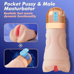 Realistic Pocket Pussy Male Masturbator - Sex Toys For Men With 10 Vibrating & 5 Sucking Modes, Vagina Textured 6.7" Depth Soft And Tight Texture, Penis Training Masturbators Adult Sex Toy