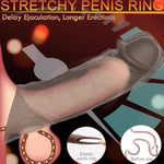 Vibrating Penis Sleeve With Cock Ring:Realistic Penis Extender To Enlarge/Prolong/G-Spot Stimulation,Elastic Penis Ring To Delay Ejaculation,Remote Control Penis Pump Sex Toys With 10 Vibration Modes