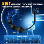 Anal Beads Butt Plug Bullet Vibrator Penis Cock Ring Adult Toys For Women Men, 10 Vibration Modes Prostate Massager Flexible Silicone Graduated Design Waterproof Anal Sex Toys For Couple Play