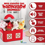 Plush Farm Animal Toys With Realistic Sounds - Plushie Play Set With Barn Carrier