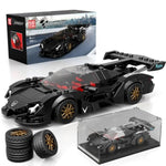 Super Sports Car Building Set With Display Case, 355 Piece Race Car Model Construction Toy For Kids Ages 8+ And Adults, Collectible Vehicle Building Blocks Kit