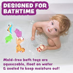 Rainforest Mold Free Bath Toys, 6 Pack | Sealed, No Hole Bath Toys Design Keeps Moisture Out | Soft, Squeezable & Float On Water | Easy-Grip Baby & Toddler Bath Toy | Great Baby Pool Toys