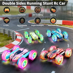 4Pack Remote Control Car Toys For Kids, 2.4Ghz Rc Stunt Cars With Wheel Lights, Drift High Speed 4Wd Off Road Double Sided 360° Rotating Cars, For Boys Girls.