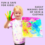 6 Color Washable Finger Paint Set, 16 oz Bottles, Non-Toxic Kids Art Supplies