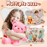 6 Pcs Bear Stuffed Animal Bulk Baby Shower Bear Plush Toys Soft Cute Sleeping And Playing Decorations For Kids Back To School Gift Baby Shower Birthday Party Favor(Beige, Brown, Pink)