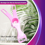 Lightweight Cock Cage With Black Anti-Fall Belt Inverted Chastity Lock Sissy Bdsm Bondage Sex Toys For Men,Women (Pink,Large)