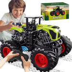 Remote Control Monster Truck Tractor Toy, 1:16 Scale Big Monster Trucks Toys For Kids 3-5-7, 2.4 Ghz Rc Car Toy Tractors Set With Light & Sound, Farm Vehicle Toys For 3 4 6 7 8 Year Old Boys Girls