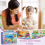 Puzzles For Kids Ages 3-5, 24 Piece Colorful Wooden Puzzles For Toddler Children Learning Educational Puzzles Toys For Boys And Girls (6 Packs)