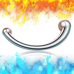 7.8Inch Stainless Steel Wand Double-Ended Dildo Anal Plug Sex Toy With Different Size Curved Ends For Men Women Couples G-Spot Stimulation Prostate Massager