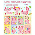 32 Sheets Axolotl Make-A-Face Stickers Mix 'N Match Crafts For Kids Axolotl Party Favors & Activities