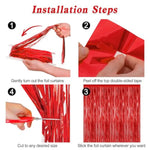2 Pack Red Foil Curtain Backdrop Birthday Party Decorations Kit