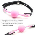Sm Silicone Ball Gag With Lock Leather Strap Bdsm Adult Sex Toys Bondage Kit Restraints Play (1.5In Ball, Pink+Black)