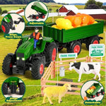 Remote Control Tractor Toy,Rc Tractor Set & Truck And Trailer,Truck Toys With 2 Rechargeable Batteries,Light,Farm Toys Include Cows,Sheep And Hay Bales,Toys For 3 4 5 6 7 8 Years Old Boys Girl