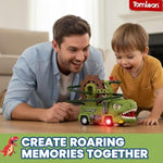 Dinosaur Truck Toy For Kids Ages 3 4 5 6 7 8, 3-In-1 Dinosaur Truck, 3 Sliding Little Dinos On Tracks , & Glow In Dark Mode. Includes Obstacle Detection For Continuous Play And Endless Adventure.