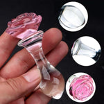 3-Piece Rose Glass Anal Plug Set, Crystal Glass Anal Plug,Anal Trainer, Crystal Butt Plug,Anal Expander Training Sex Toys Anal Masturbation Plug For Men Women Gay And Couples
