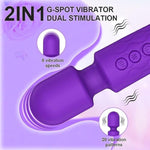 Powerful Vibrator Wand, G Spot Cordless Rechargeable Vibrators With 20 Patterns & 8 Intensity, Quiet Clit Vibrator, Clitoris Stimulation, Dildo, Female Wand Massager For Her Pleasure Adult Toys (A)