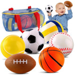Balls Toys Gift For Toddlers 3 4 5 Years Old,6 Small Sports Foam Balls For Baby With Soccer Ball,Basketball,Football,Baseball,Tennis Ball And Volleyball,Mini Soft Balls For Kids Boys Girl