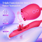 Sucking Vibrator Rose Sex Toy - 10 Suction Vibration Flapping Clitoral Stimulator & G Spot Thrusting Dildo, Anal Nipple Clit Sucker For Women & Couples, Adult Sex Toys Sexual Pleasure Tools