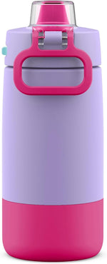 Kids Colby 12oz Stainless Steel Insulated Water Bottle with Straw and Built-In Silicone Coaster Carrying Handle and Leak-Proof Locking Lid for School Backpack, Lunchbox, and Outdoor Sports