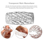Reusable Male Masturbator Cup Male Masterburbatar Penis Sleeve Sex Toys Transparent Crystal Vagina Textured Tunnel Pocket Pussy Stroker Adult Sex Toys Silicone Artificial Pussy For Men