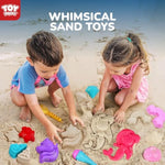 23 Pcs Unicorn Beach Toys For Kids Ages 4-8 Collapsible Sand Toys With Silicone Bucket Shovels & Sand Castle Building Kit Molds, Sandbox Toy For Travel, Beach Party, Fishing, Summer Toys