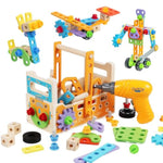 Wooden Kids Tool Set With Electric Screwdrivers, 91Pcs Educational Stem Construction Toys, Wooden Tool Bench Montessori Toy Tool Box For 3 4 5 Yo Boys & Girls Birthday Gift (91Pcs)