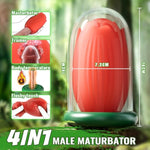 4 In 1 Male Masturbators Sex Toys For Men-Male Vibrator With Heating Rod & Realistic Fleshy Touch & 6 Vibration Modes Male Strokers Penis Masturbator Vibrating Pocket Pussy For Men