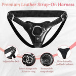 Strap On Dildo Harness Adult Sex Toys, Adjustable Leather Strapon Harness With 7.2" Rainbow Color Silicone Anal Dildo, Detachable Suction Cup Penis For Lesbian, Gay, And Couples Pegging Play
