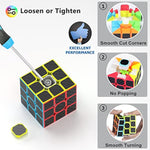 Speed Cube Set, Puzzle Cube Bundle Of 2X2X2 3X3X3 4X4X4 Pyramid Magic Cube Set, Birthday Party Christmas Stocking Stuffers Gift For Kids Teens Adults(Carbon Fiber Sticker)