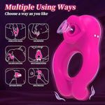 Vibrating Cock Ring Couple Sex Toy,4 In 1 Penis Ring With 7 Vibrating & Sucking For Male Massage Testicle & Female Clitoral Stimulation,Soft Silicone Lip Vibrator Quiet Adult Toys For Couples Pleasure