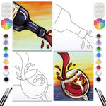 2 Pack Paint And Sip Canvas Painting Kit Pre Drawn Canvas For Painting For Adults Stretched Canvas Couples Games Date Night Pour Wine Couple Paint Party Supplies Favor