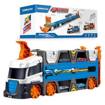 Toy Transporter Carrier Truck For Kids 3-5 Years Old, Foldable Truck Race Track With 6 Ejection Cars, Catapulting And Shooting Carrier Car Toy For Boys Girls Age 3 4 5 6 Years