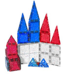 Crayola Red, White & Blue Glitter Pip Magnetic Tiles, Magnetic Kids’ Building Toys, Classroom Sensory Blocks, Stem Learning Travel Toys For Boys And Girls, 27-Piece Set
