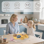 Tea Party Set For Toddlers, Silicone Play Tea Set For Girls And Boys 3 4 5 6 Years Old, Kitchen Pretend Paly Toys With Teapot 4Cups 4Coasters 4Scoops And Tray, Leaning Educational Toys For Kids Gifts