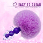 Rabbit Tail Anal Plug,Silicone Butt Plug,Anal Sex Toys For Men,Women And Beginners,Plug Anal For Couples,Butt Plugs For Cospaly (Three Beads)