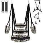 Sex Swing Bdsm Sex Toys Bedroom Furniture Bondage Sex Sling With Adjustable Straps, Heavy Duty Sex Swings With Wild Seat Padded Thigh Support Hold Up 400Lbs(Leopard Print)