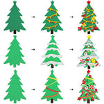 12 Pack DIY Foam Christmas Tree Craft Kits with Assorted Stickers