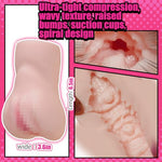 Male Masturbator Pocket Pussy with Realistic Texture & Suction Cup | 2-in-1 Adult Toy for Men, 8 Stimulation Rings, 1.7 lb Weighted (Flesh)