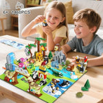 25 Animals Zoo Building Set With Play Mat - 8 Pack Zoo Scene Modules Building Blocks Toy For Party Favors Goodie Bag Classroom Prizes Fillers Birthday Gifts For Kids Boys Girls 6+ (1460Pcs)