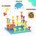 Peg Board Toy Set 73Pcs Diy Building Stacking Toys For Kids 3-6 Years Old,Stem Educational Kids Toy For Brain Development,Montessori Sensory Toys,Upgrade Various Foam Board Plastic Lacing String Game