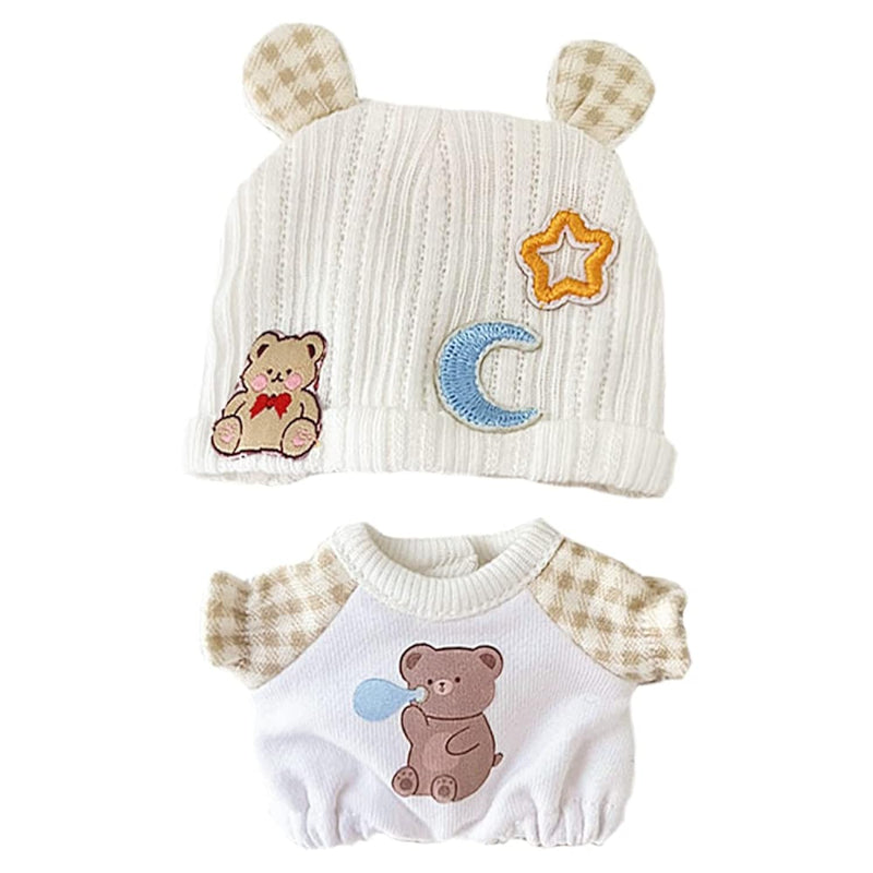 10Cm Plush Doll Clothes Crawl Suit Bear Ear Cap Overalls Dress Up Doll Accesso