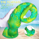 Sex Toy Anal Tentacle Dildo Extra Long Butt Plugs T-Sail And Massage Pellets For Adult Men And Women Anal Plugs Wearable Monster Prostate Stimulator (Green,S)