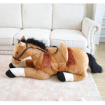 52 Inches Big Horse Stuffed Animals Cute Plush Soft Toys (Light Brown Rideable Horse), Lifelike Stuffed Animal,Good Gift For Kids,Super Soft Touch