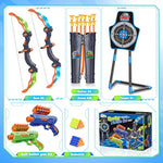 2 Bow And Arrow Sets With Led Light-Up,2 Foam Dart Guns For Kids 5 6 7 8 9 10+ Years Old, Archery Set With Standing Target For Boys & Girl, Ideal Gift