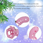 Male Silicone Chastity Cage Adult Sex Toys Cock Cage Comes With 3 Different Sized Rings Soft Material Chastity Device Used To Exercise Male Penis For A Better Fit To Skin (Pink)